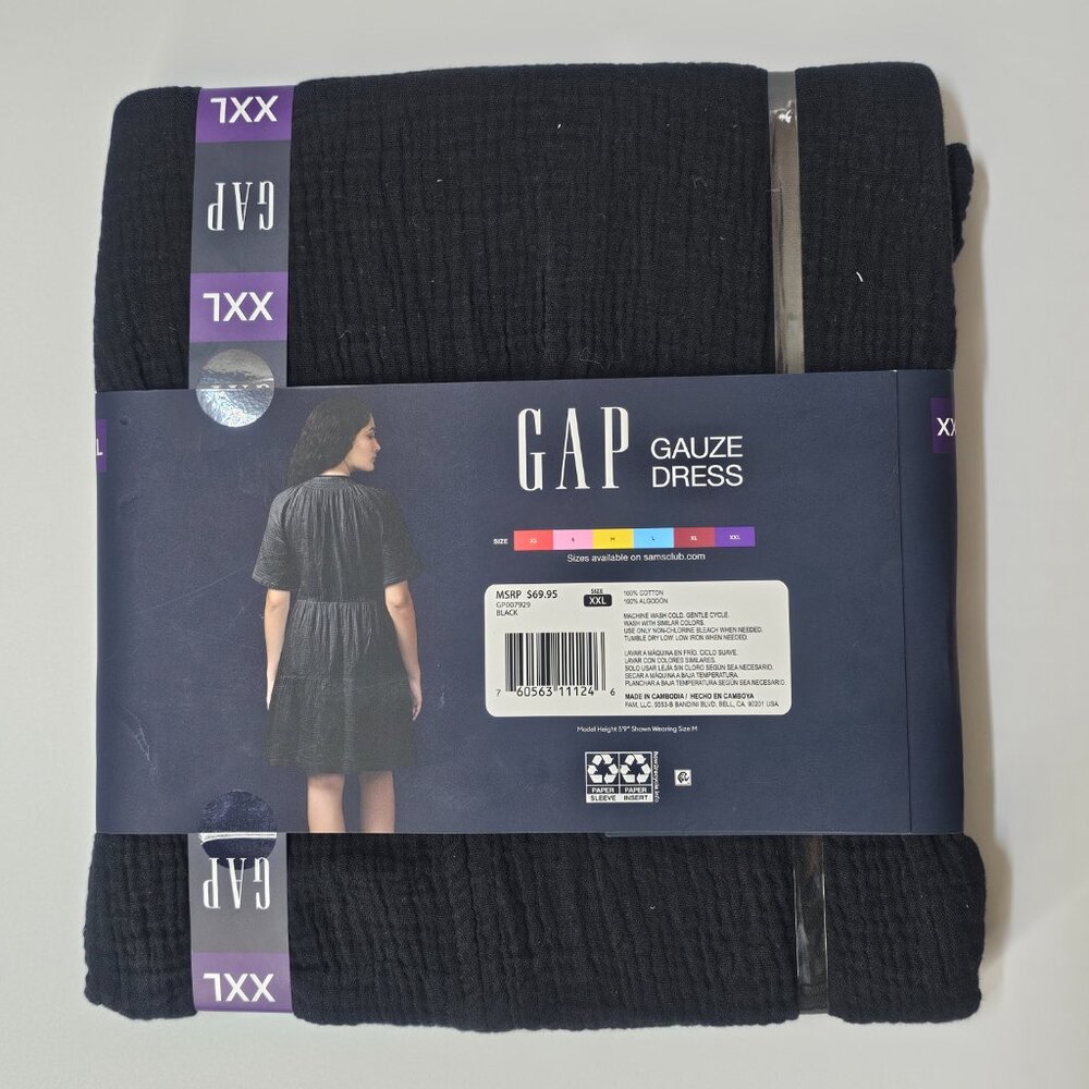 Gap Women's Cotton Crinkle Gauze Dress Relaxed Fit Short Sleeve - Picture 7 of 10